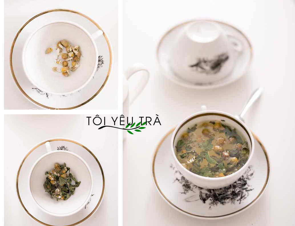 cách pha trà hoa cúc bạc hà